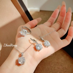 Ensemble de mariée en argent 925 original en gros, 10 ensembles de bijoux de mariage (collier et boucles d'oreilles) pour événements - Product Image 1