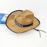 Chapeau de cowboy en paille respirant à large bord avec sangle de menton réglable pour activités de plein air, pêche et randonnée