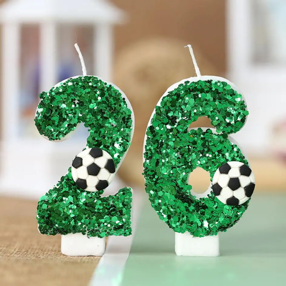 Новый креативный дизайн, Необычные цифры для дня рождения 0-9, цифровая Свеча для украшения торта, Футбольная серия для мальчиков, свечи на день рождения