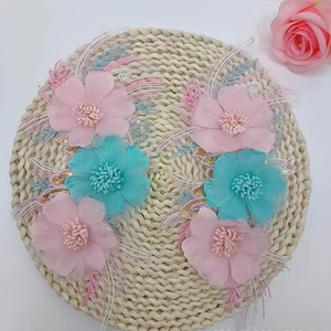 Accesorios de ropa de mujer Ropa de tela <span class=keywords><strong>Encaje</strong></span> Pegado a mano <span class=keywords><strong>Rosa</strong></span> Azul Flor Apliques Parche - Product Image 4