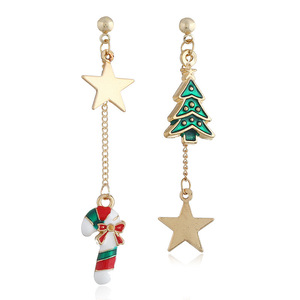 Série de Noël Boucles d'oreilles pendantes à la mode Conception européenne américaine Creative Dripping Oil Incrusté Flocon de neige Bonhomme de neige Béquille Direct - Product Image 2