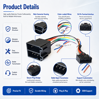 Faisceau de câblage autoradio ISO 16 broches, adaptateur d'alimentation 16 cm pour unité centrale audio