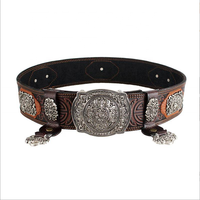 Cinturón Mongol de piel de vaca pura para hombre, accesorio tradicional, Retro, étnico, Túnica mongola