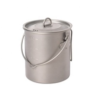 Pot de cuisson léger pour le camping en plein air, en titane pur, capacité de 1100 ml, design moderne minimaliste, poignée pliable, design suspendu