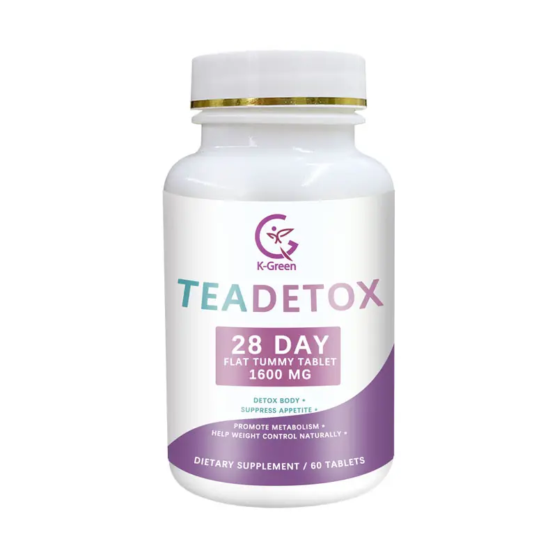 Auf Lager 28 Tage Detox-Tee tabletten Reduziert Blähungen, natürliche Energie, unterstützt das Immunsystem, Gewichts verlust Vegan, 60 Pillen
