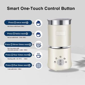 Mousseur à lait automatique portable blanc de qualité alimentaire 4-en-1, mini mousseur à lait électrique noir avec réglage de mousse chaude et froide - Product Image 6