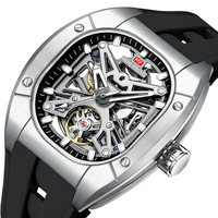 Montre automatique sport décontractée étanche avec cadran lumineux et boîtier mécanique ajouré, prix de gros direct usine