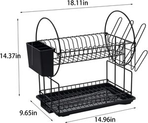 Escurridor de Platos de Doble Capa de Alta Calidad para Cocina, Escurridor de Platos Multifuncional con Drenaje - Product Image 2