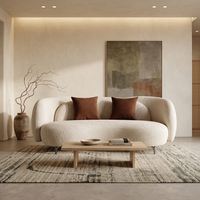 Ensemble de canapés modulaires incurvés en velours style crème, tissu bouclé, pour salon d'appartement, sans assemblage, OEM ODM