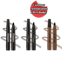 Stylo Sourcils Microblading Effet Tatouage, Pointe Quadruple Longue Tenue, Dessin Précis Brun Noir, Crayon Sourcils Imperméable à Quatre Pointes