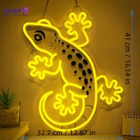 Lumière néon LED Gecko de dessin animé, alimentée par USB, couleur unique, décoration murale suspendue pour bars, chambres, magasins de jouets tendance, animaleries de reptiles