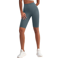 Celana Yoga Solid Five-Point NS Bare-Feel Wanita, Celana Pendek Yoga Fitness Bersepeda High-Waist Seamless Pengangkat Bokong untuk Musim Panas