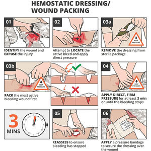 Primo soccorso medicazione Sterile per ferite con tampone di garza di cotone compresso emostatico - Product Image 6