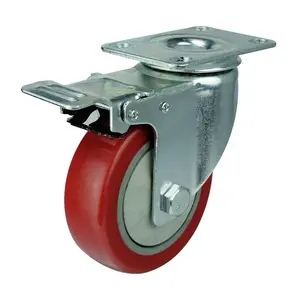 best price removable industrial PVC RED caster wheel with brake