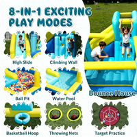 Unité de parc aquatique gonflable multifonction tout-en-un avec toboggan aquatique, château gonflable et panier de basket pour l'extérieur