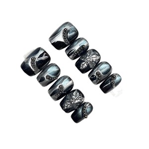Nouvelle Arrivée Style Français Pure Desire Ongles Press-On Courts en Forme d'Amande avec Strass Scintillants et Patchwork <span class=keywords><strong>Nail</strong></span> <span class=keywords><strong>Art</strong></span> - Product Image 4