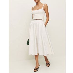 Private Label Natural Waist Casual <b>Knee</b>-<b>Length</b> <b>A</b>-<b>Line</b> Design Spandex/Cotton <b>Skirt</b> High Quality Ladies OEM/ODM Women's Elegant - Product Image 4