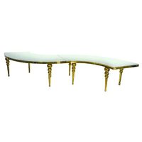 Table de mariage de luxe en acier inoxydable, table à manger demi-lune, table de réception pour hôtel