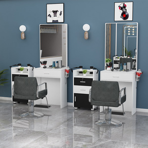 Estación de Trabajo de Madera para Salón de Belleza de Alta Calidad al por Mayor con Espejo y Cajones, Espejos para Peluquería y Salón de Belleza - Product Image 4