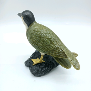 Escultura de Pájaro de Arte Popular en Ágata Negra/Ágata Pera/Serpentina de Bambú BJ1088 - Product Image 5