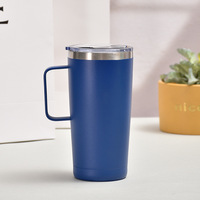 Gobelet isotherme portable de 20 oz avec poignée, tasse de voyage pour café, en acier inoxydable, isolé sous vide, pour bouteille d'eau, revêtement en poudre, personnalisé