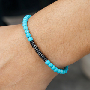 Bracelet élastique en pierres naturelles de 4 mm, <span class=keywords><strong>prix</strong></span> d'usine, bracelet en hématite pour cadeaux, bijoux de mode, bracelet de couple - Product Image 3
