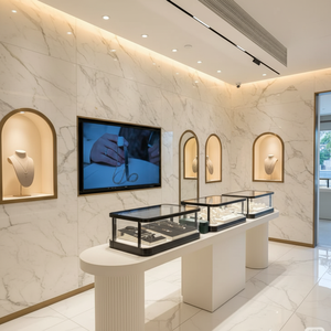 Vitrine de présentation de <span class=keywords><strong>bijoux</strong></span> en acier inoxydable rond de luxe RZ, <span class=keywords><strong>présentoir</strong></span> de <span class=keywords><strong>bijoux</strong></span> en bois, présentoirs de <span class=keywords><strong>bijoux</strong></span> - Product Image 1