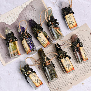 สร้อยคอขวดคริสตัลพลังงานขนาดเล็ก จี้ขวดใส่ของอธิษฐานประดับด้วยเศษอัญมณีธรรมชาติ ของขวัญสไตล์โกธิคสำหรับฮาโลวีน ขายส่ง - Product Image 4