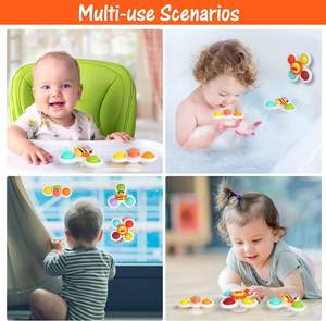 Jouets de bain pour bébés Ventouse pour insectes Jouet rotatif pour bébés Anneau Cloche pour enfants Ensemble gyroscopique à doigts rotatifs Moulin à vent rotatif mignon - Product Image 6