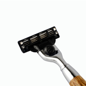 Mango de madera para afeitadora compatible con <span class=keywords><strong>Gillette</strong></span> Mach3 para sistema de afeitado de <span class=keywords><strong>3</strong></span> <span class=keywords><strong>cuchillas</strong></span>, repuestos de cartuchos de <span class=keywords><strong>cuchillas</strong></span>. - Product Image 1