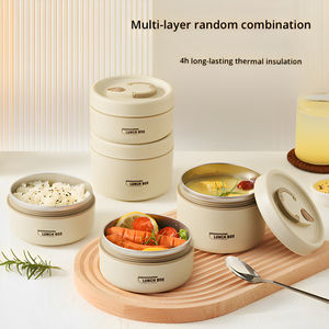 Kotak Makan Siang Rumah Tangga Jepang Berkualitas Tinggi Kotak Makan Siang Bento Berinsulasi Logam Tutup Mangkuk Sup Bubur PP+304 Baja Tahan Karat - Product Image 2