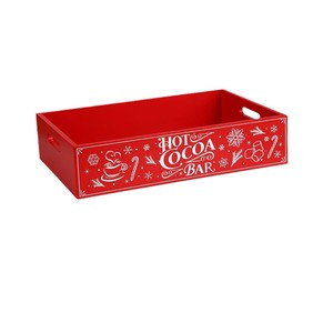 Caja de almacenamiento de madera, organizador navideño, decoración rectangular reutilizable para el hogar, vajilla para fiestas navideñas - Product Image 5
