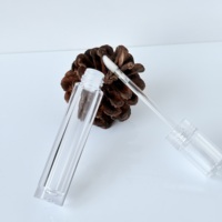 Tube de brillant à lèvres rond transparent personnalisé de 5 ml, fin et long, avec applicateur, pour maquillage, vente en gros