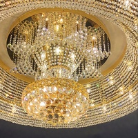 Grand lustre rond en cristal encastré de luxe moderne à plafond bas pour hôtel