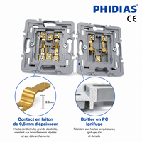 Interruptor de Pared de un Solo Polo Phidias U3 de Grado de Ingeniería, 86x86mm, Enchufe EU/UK/US, 10A 16A 250V, Latón Duradero, PC, CE, ISO, 2 Años de Garantía