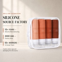 Kits de voyage personnalisés avec logo, 4 flacons souples en silicone anti-fuite de 100 ml, avec sac de rangement transparent