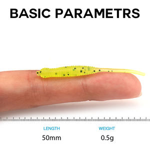 50 pièces leurre méné noir souple de pêche au bar, kit de pesca seau, petits leurres de pêche, appâts de natation, ver de terre, appât en silicone - Product Image 5