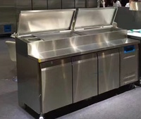 Réfrigérateur de table commercial pour garniture de Pizza, avec 3 portes, préparation des sandwichs