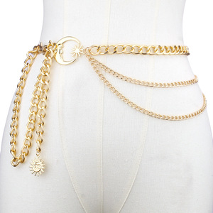 จี้ห้อยรูปพระจันทร์โลหะผสม สายคาดเอวหลายชั้น สไตล์ฮิปฮอป สำหรับผู้หญิง เครื่องประดับแฟชั่นสำหรับออกงานกลางคืน - Product Image 3