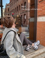 QLFashion Version en peau de mouton ~ losange Xiangfeng pneu peau de vache à lacets baskets décontractées femmes en cuir véritable à semelles épaisses Runn918