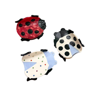 Sheshares Mignonne pince à cheveux en acétate motif coccinelle à sept points |   Nouvelle pince à cheveux en forme de requin pour les coiffures chignon pour femmes - Product Image 4