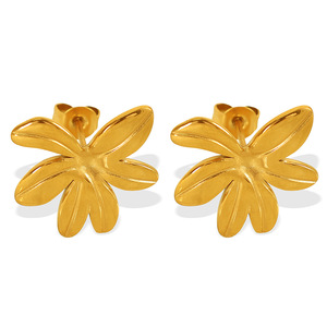 Women's Flower <b>Stud</b> Earrings Gold Silver <b>Titanium</b> Steel Plated 18K Everyday Wear Jewelry EH694 - Product Image 5