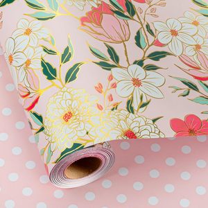 MAYPLUSS Rose Gold Floral <b>Wrapping</b> <b>Paper</b> 23.4 Square Feet Gift Craft Eco-Friendly - Product Image 1