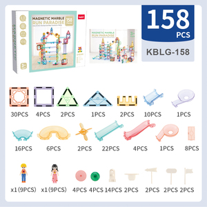 158PCS 새로운 디자인 투명 조명 MABS 증기 교육 레이스 트랙 마그네틱 빌딩 블록 세트 마블 런 아이를 위해 공 - Product Image 2