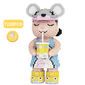 46cm Creative Cartoon Milk Tea Bear Figure 3D Fashion DIY Assembly Model Bearbrick Connection Nano Building Blocks Toys Sets