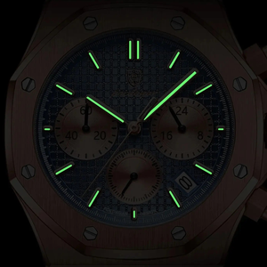 POEDAGAR 926 Orologio da Polso da Uomo di Lusso con Quadrante Rotondo e Cinturino in Acciaio Inossidabile, Design in Oro Rosa, Movimento al Quarzo - Product Image 4