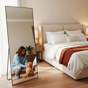 115*40cm Full Length Floor <b>Mirror</b> <b>Plastic</b> Framed Tempered Glass Art Deco Design Wall Mountable Home Decor Handmade Thin Frame - Product Image 2