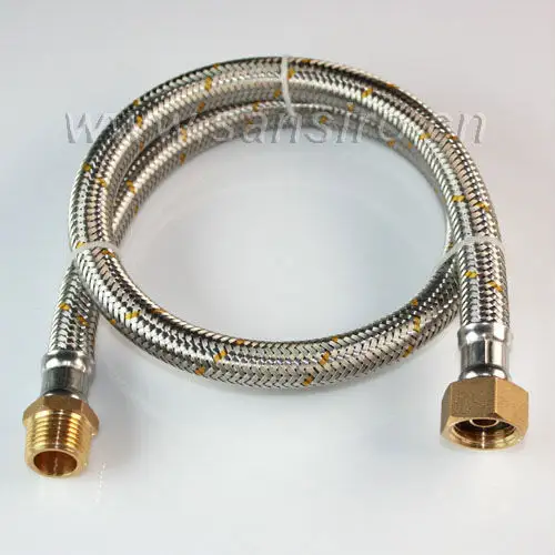 लट के लिए लचीला धातु नली नल या मिक्सर नल, SS304 तारों लट और पीतल पागल के साथ EPDM ट्यूब