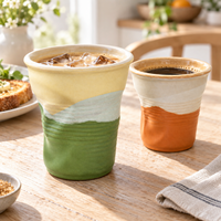 Mug à café bohème en céramique fait main, gobelet à glaçure colorée, compatible lave-vaisselle et micro-ondes, cadeau d'affaires, 3 tailles, 9 couleurs