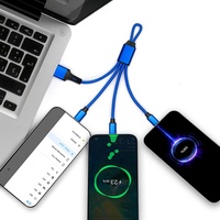Câble de charge USB 5-en-1 personnalisé avec logo, tressé en nylon, charge rapide 2A pour iPhone et Android, cadeaux promotionnels, prix usine